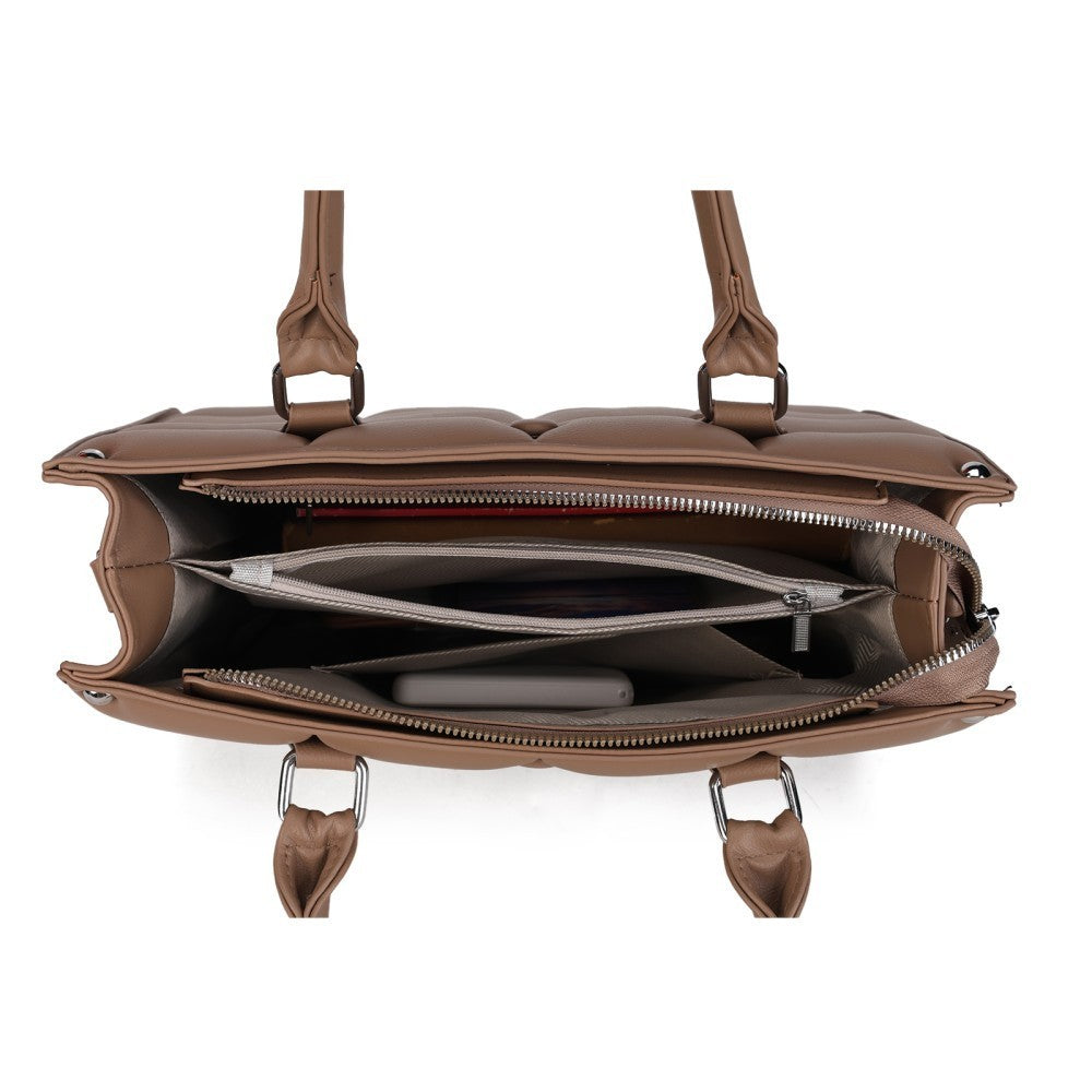 Women’s Quilted Tote Shoulder Bag PU Leather Handbag Crossbody Satchel