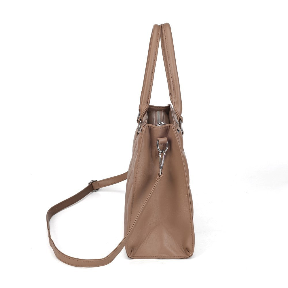 Women’s Quilted Tote Shoulder Bag PU Leather Handbag Crossbody Satchel