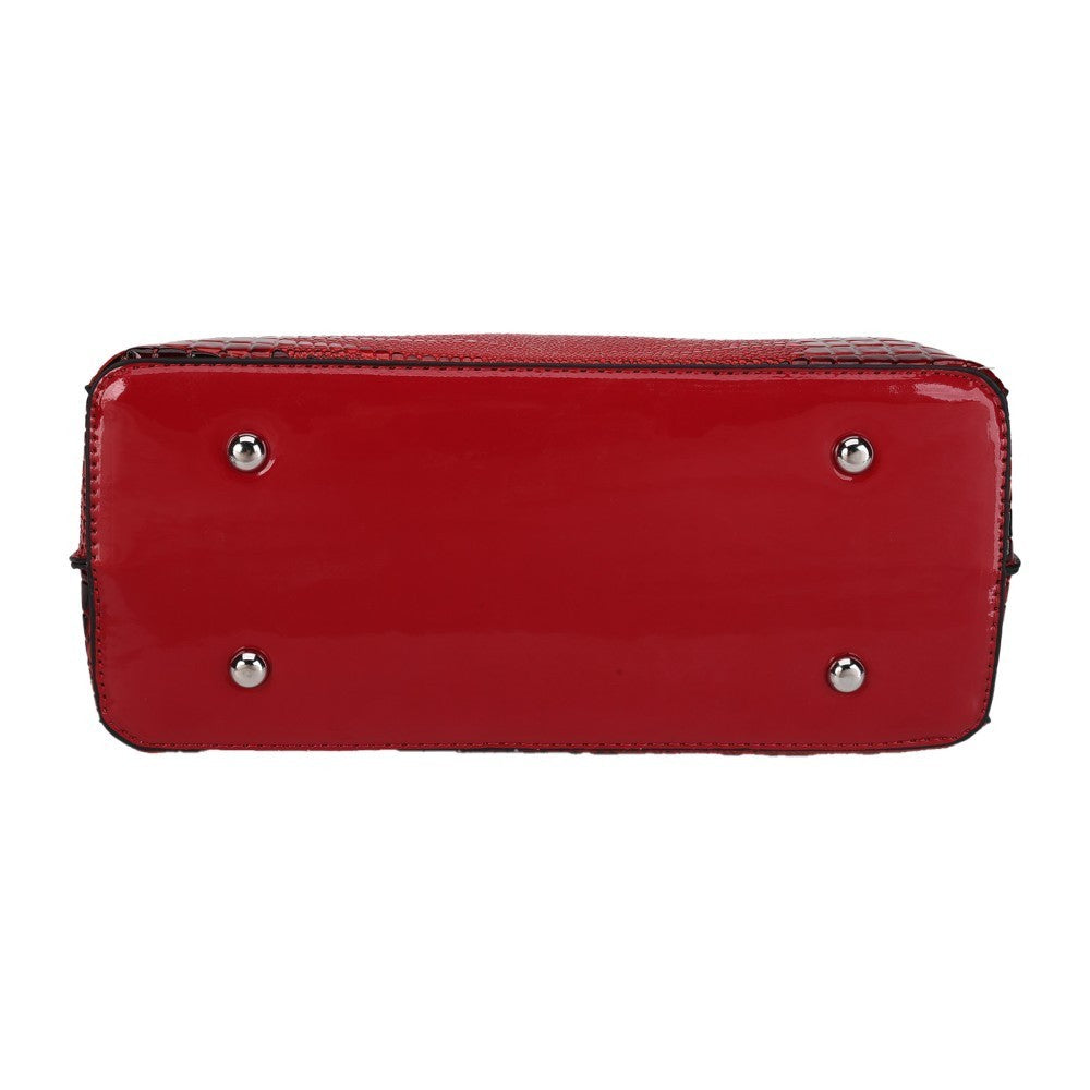 Women’s Croc Embossed PU Leather Handbag Shoulder Tote Crossbody Bag – Medium