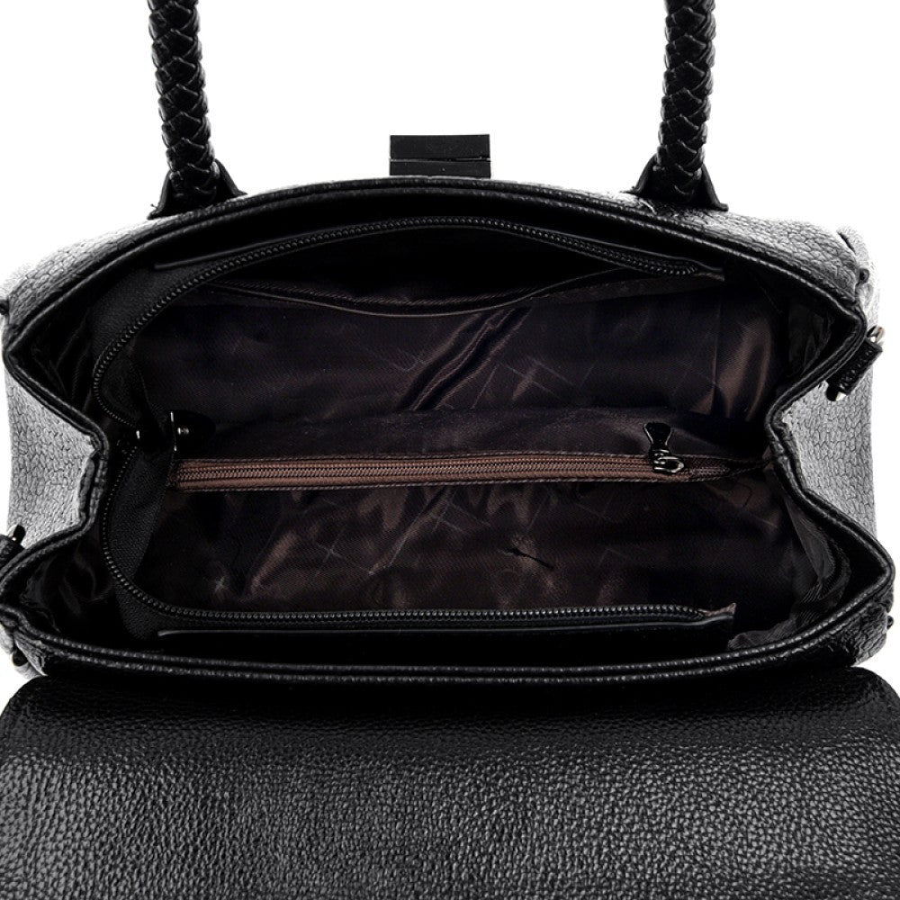 Women’s Croc Embossed PU Leather Handbag Shoulder Bag Tote Satchel with Strap