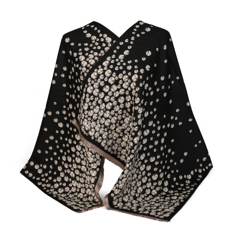 Polka Dot Oversized Shawl Wrap – 100% Cotton Scarf Poncho Style (180cm × 65cm)