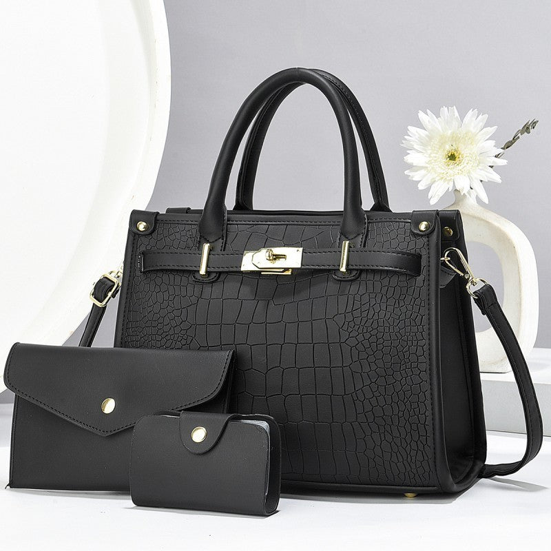 Classic Croc-Embossed 3-Piece Tote Set
