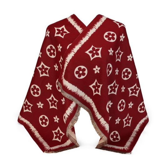 Patterned Oversized Shawl Wrap – 100% Cotton Scarf Poncho Style (180cm × 65cm)