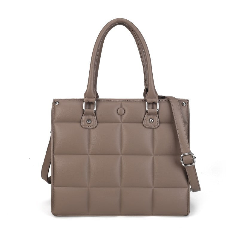 Women’s Quilted Tote Shoulder Bag PU Leather Handbag Crossbody Satchel