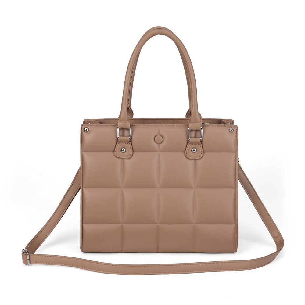 Women’s Quilted Tote Shoulder Bag PU Leather Handbag Crossbody Satchel