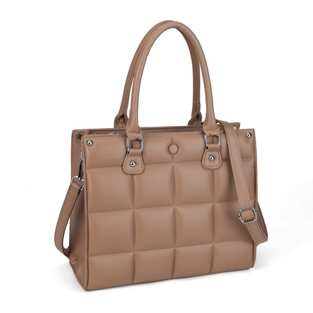 Women’s Quilted Tote Shoulder Bag PU Leather Handbag Crossbody Satchel