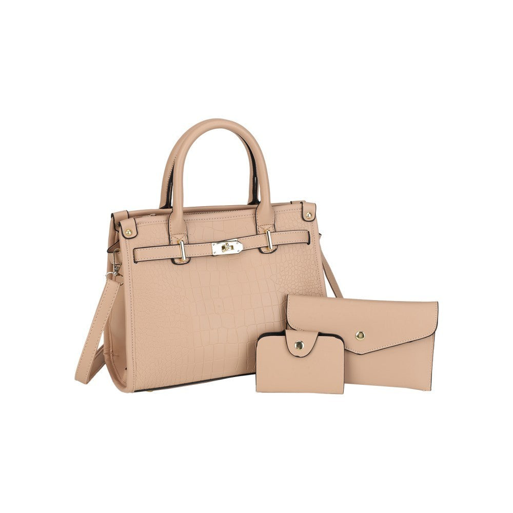 Classic Croc-Embossed 3-Piece Tote Set
