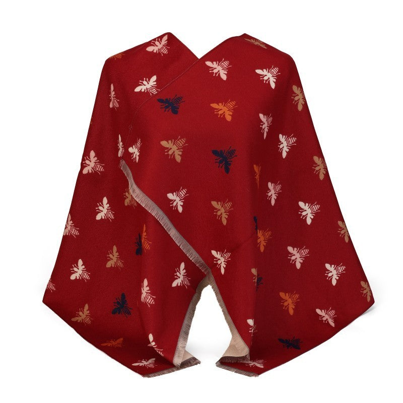 Luxury 100% Cotton Bee Print Scarf Shawl Wrap – Soft Oversized Fashion Accessory