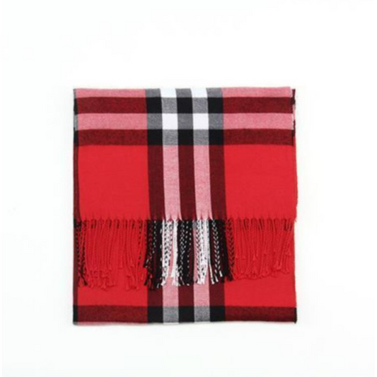 Classic Tartan Plaid Cotton Shawl Scarf – Unisex Winter Wrap with Fringe