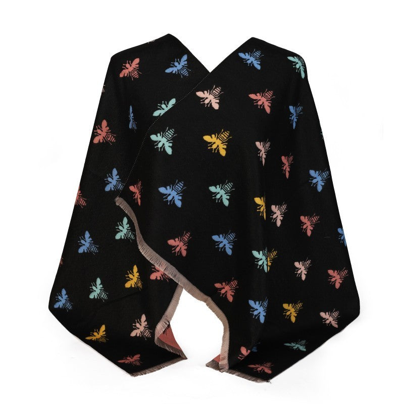 Luxury 100% Cotton Bee Print Scarf Shawl Wrap – Soft Oversized Fashion Accessory