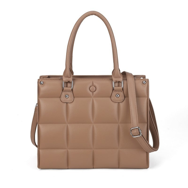 Women’s Quilted Tote Shoulder Bag PU Leather Handbag Crossbody Satchel