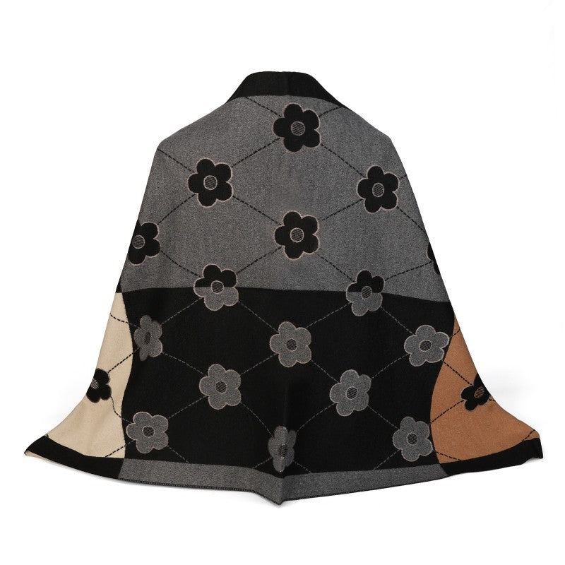 Floral Oversized Cotton Shawl Wrap – 100% Cotton Scarf Poncho Style (180cm × 65c