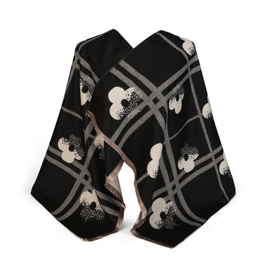 Geometric Floral 100% Cotton Oversized Shawl – Elegant Wrap & Scarf 180cm × 65cm