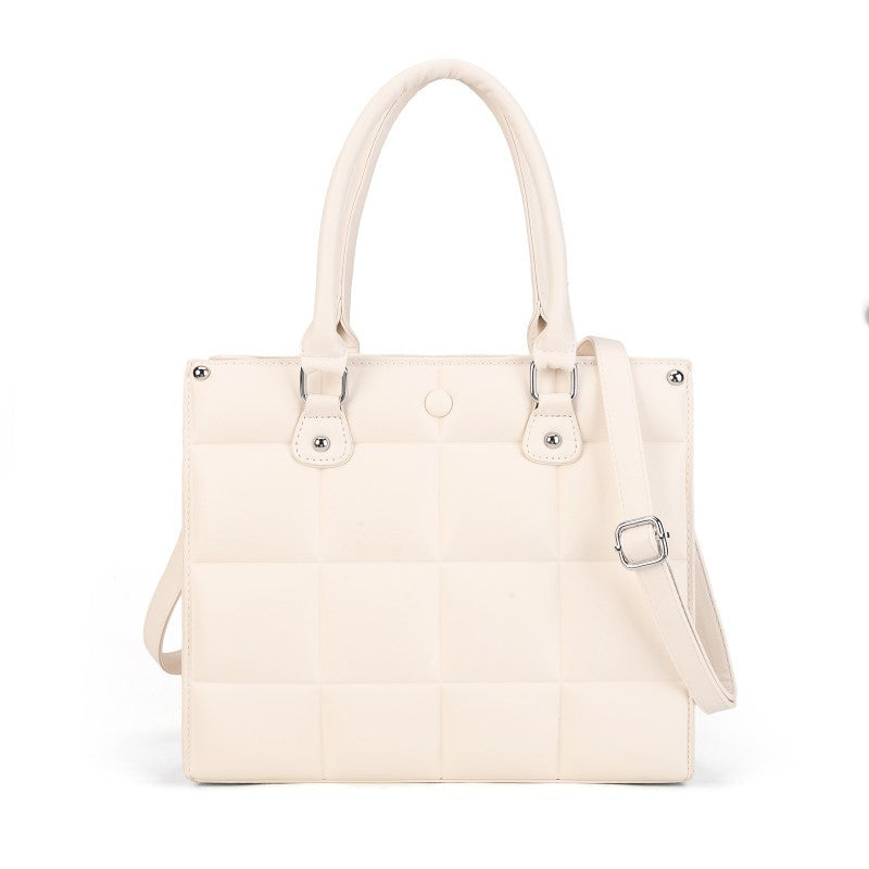 Women’s Quilted Tote Shoulder Bag PU Leather Handbag Crossbody Satchel