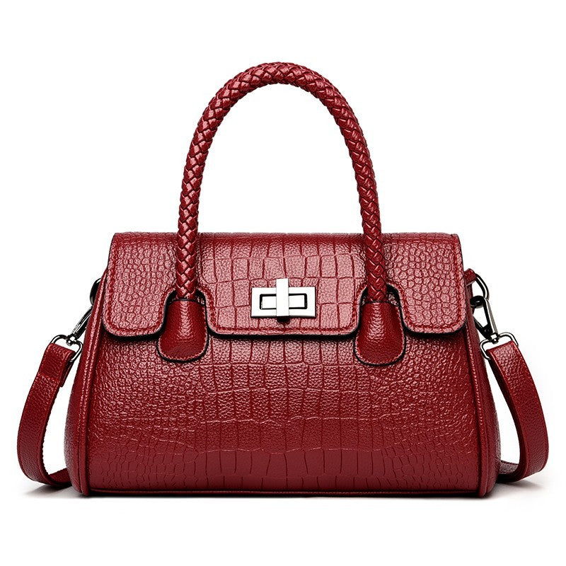 Women’s Croc Embossed PU Leather Handbag Shoulder Bag Tote Satchel with Strap