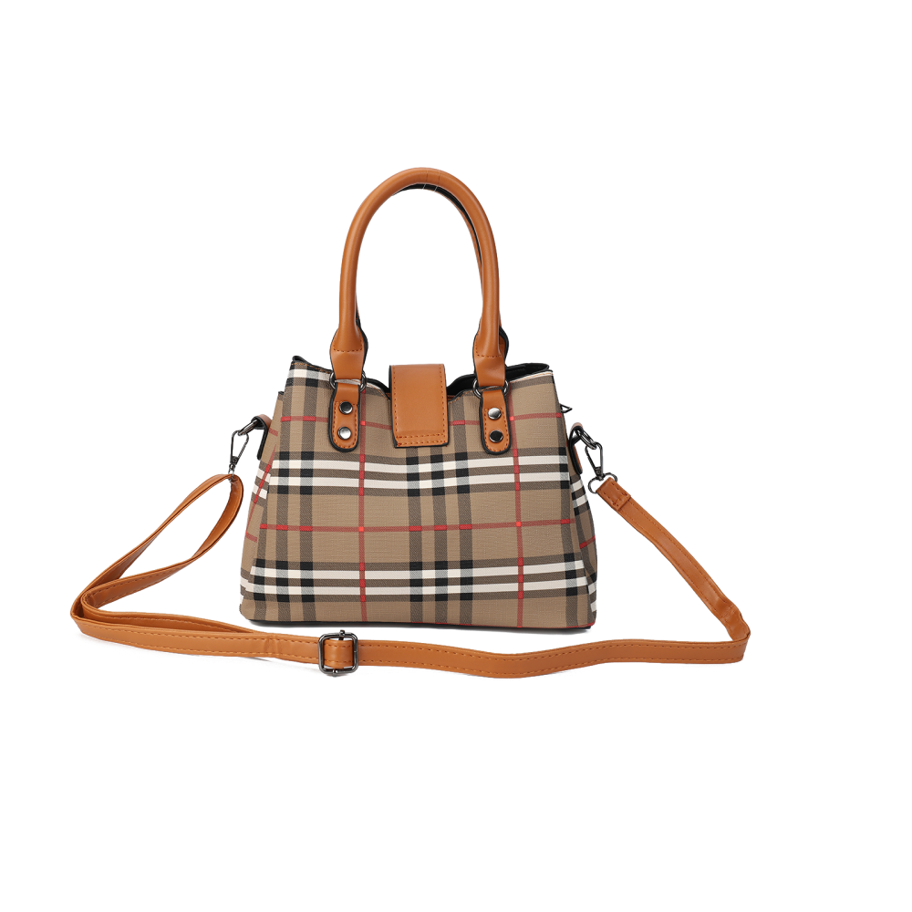 3 Piece Plaid PU Leather Handbag Set – Shoulder Bag + Small Bag + Card holder