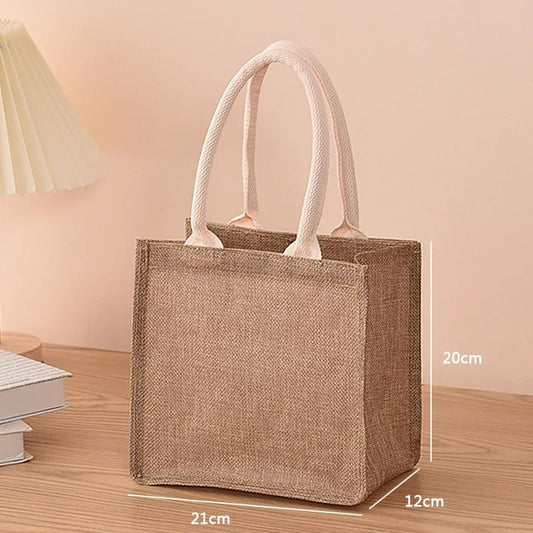 Eco-Friendly Jute Tote Bag with Cotton Handles – Reusable Shopping & Gift Bag