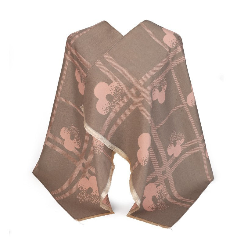 Geometric Floral 100% Cotton Oversized Shawl – Elegant Wrap & Scarf 180cm × 65cm