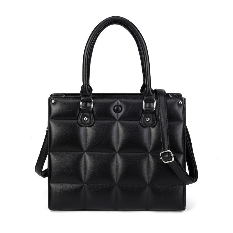 Women’s Quilted Tote Shoulder Bag PU Leather Handbag Crossbody Satchel
