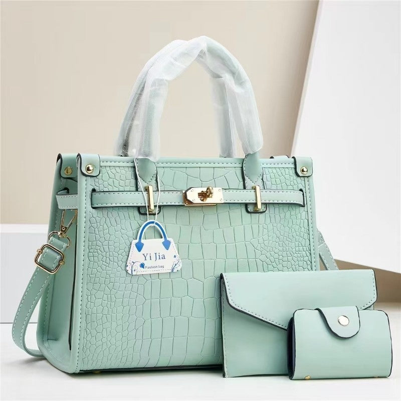 Classic Croc-Embossed 3-Piece Tote Set