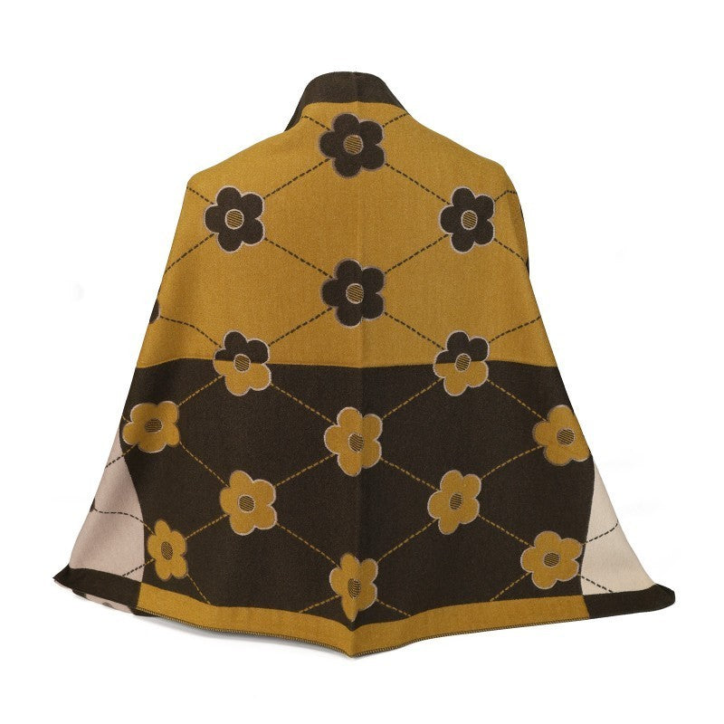 Floral Oversized Cotton Shawl Wrap – 100% Cotton Scarf Poncho Style (180cm × 65c