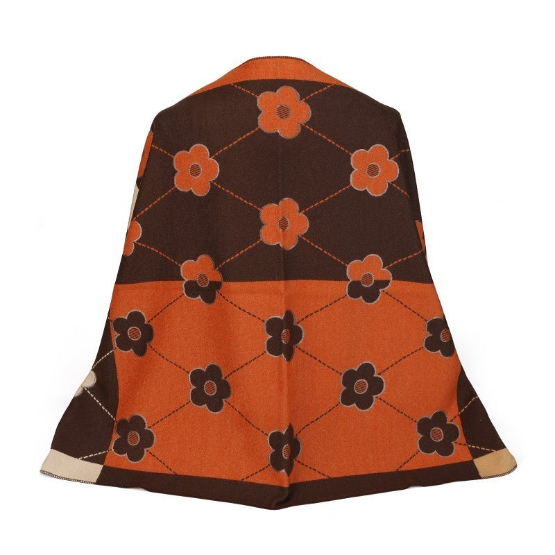 Floral Oversized Cotton Shawl Wrap – 100% Cotton Scarf Poncho Style (180cm × 65c