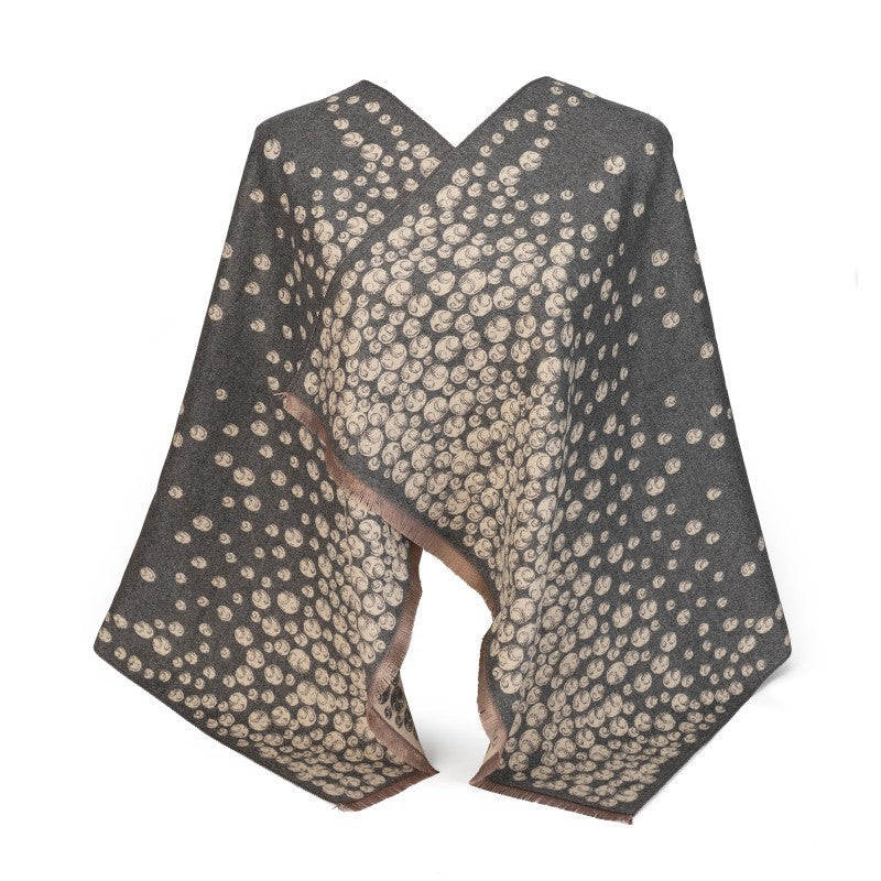 Polka Dot Oversized Shawl Wrap – 100% Cotton Scarf Poncho Style (180cm × 65cm)