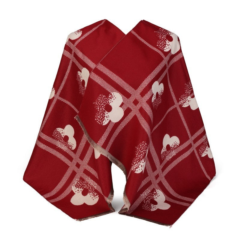 Geometric Floral 100% Cotton Oversized Shawl – Elegant Wrap & Scarf 180cm × 65cm