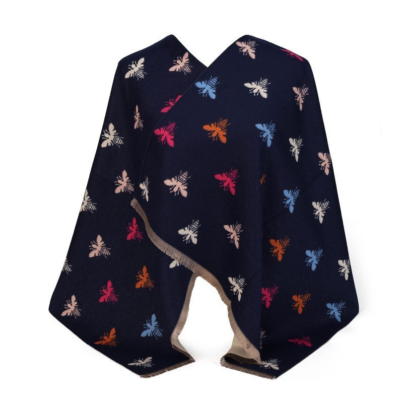 Luxury 100% Cotton Bee Print Scarf Shawl Wrap – Soft Oversized Fashion Accessory