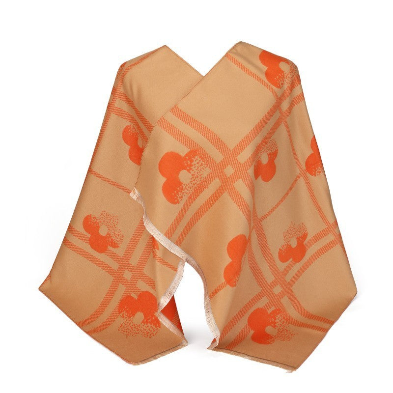 Geometric Floral 100% Cotton Oversized Shawl – Elegant Wrap & Scarf 180cm × 65cm