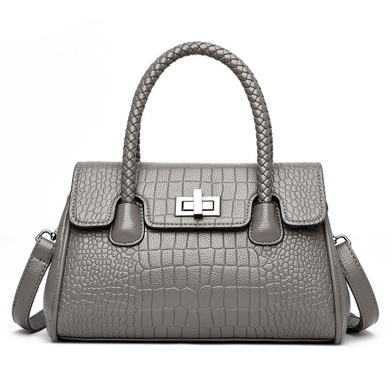 Women’s Croc Embossed PU Leather Handbag Shoulder Bag Tote Satchel with Strap