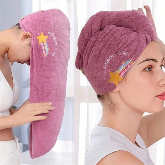 2x Microfiber Hair Drying Towel Wrap – Quick Dry Turban (Pink & Blue Set)