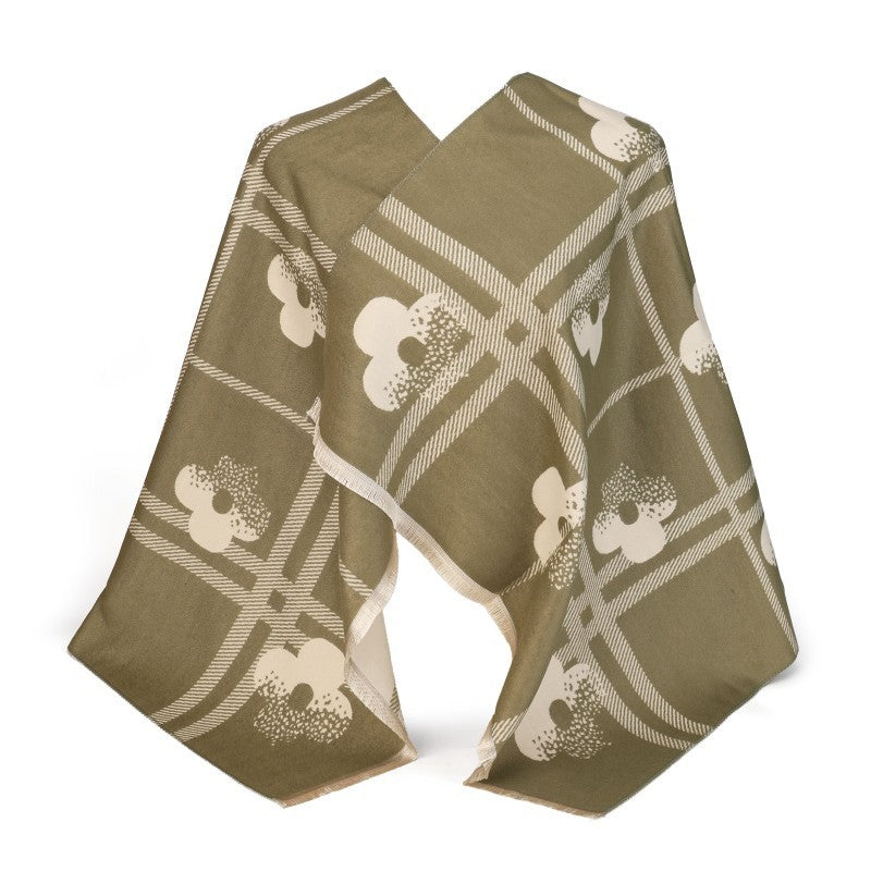 Geometric Floral 100% Cotton Oversized Shawl – Elegant Wrap & Scarf 180cm × 65cm