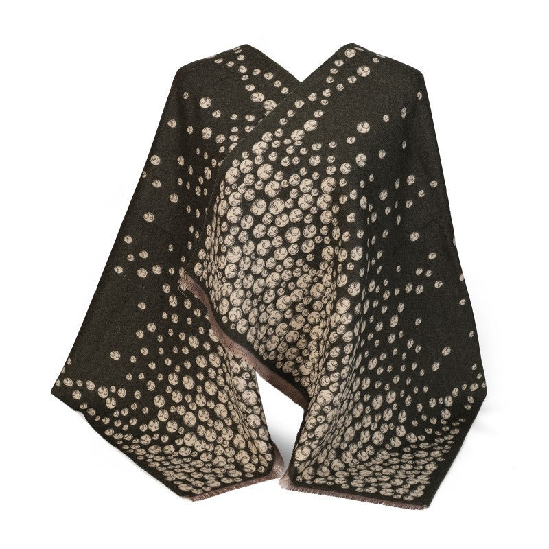 Polka Dot Oversized Shawl Wrap – 100% Cotton Scarf Poncho Style (180cm × 65cm)