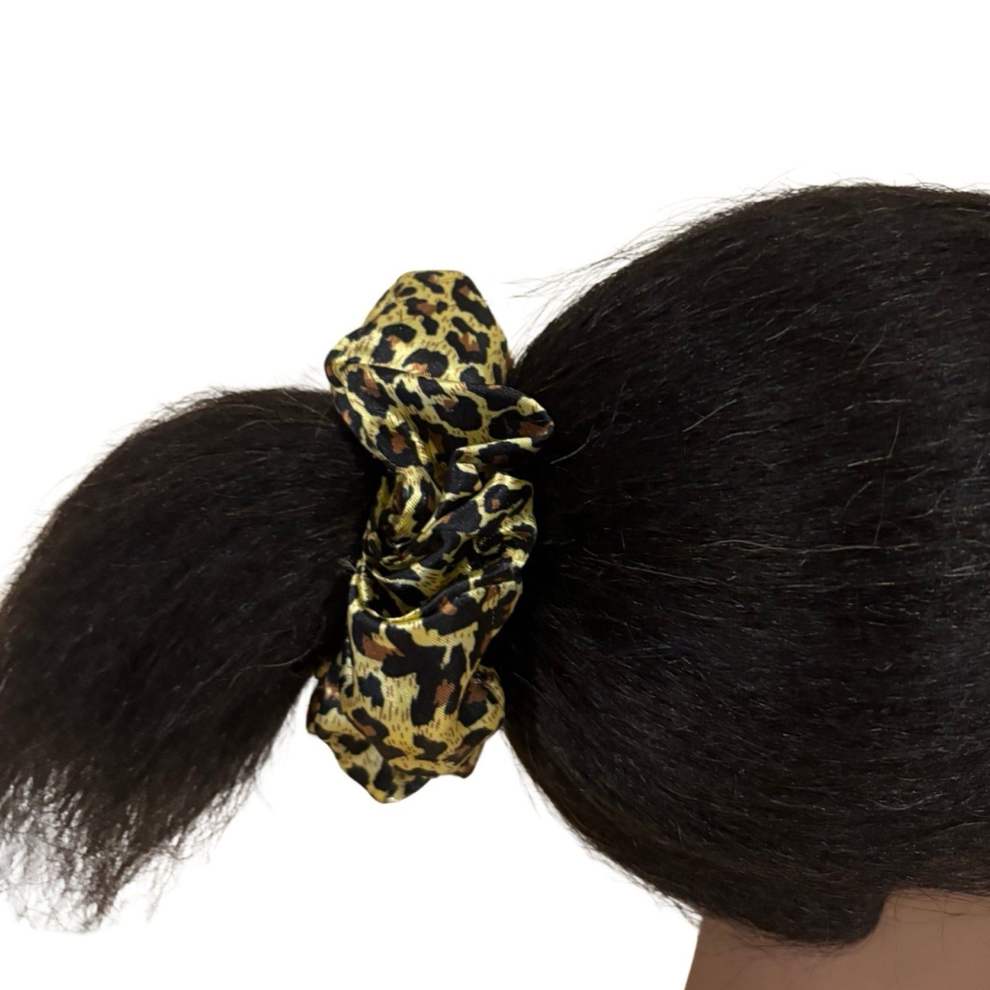Handmade Large Satin Scrunchie Leopard Print Hair Bobble Ponytail Holder