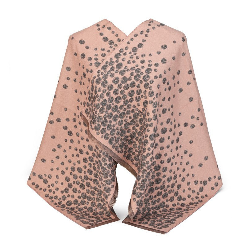 Polka Dot Oversized Shawl Wrap – 100% Cotton Scarf Poncho Style (180cm × 65cm)