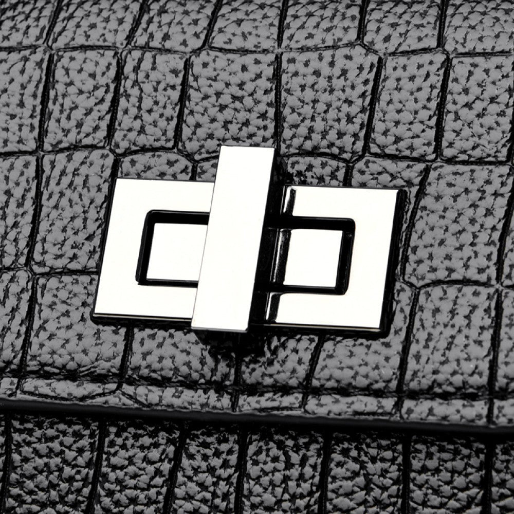 Women’s Croc Embossed PU Leather Handbag Shoulder Bag Tote Satchel with Strap