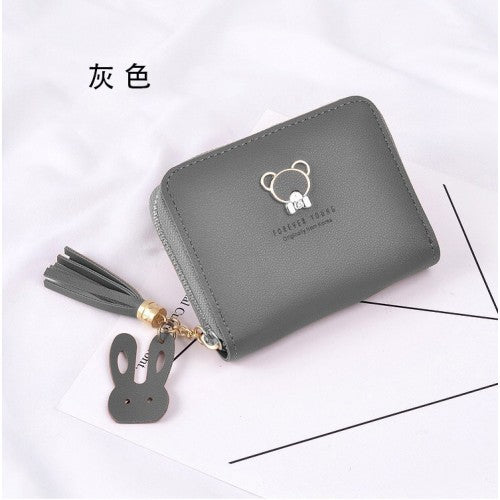 LB02832-GREY Urban Minimalist Double Fold PU Leather Wallet