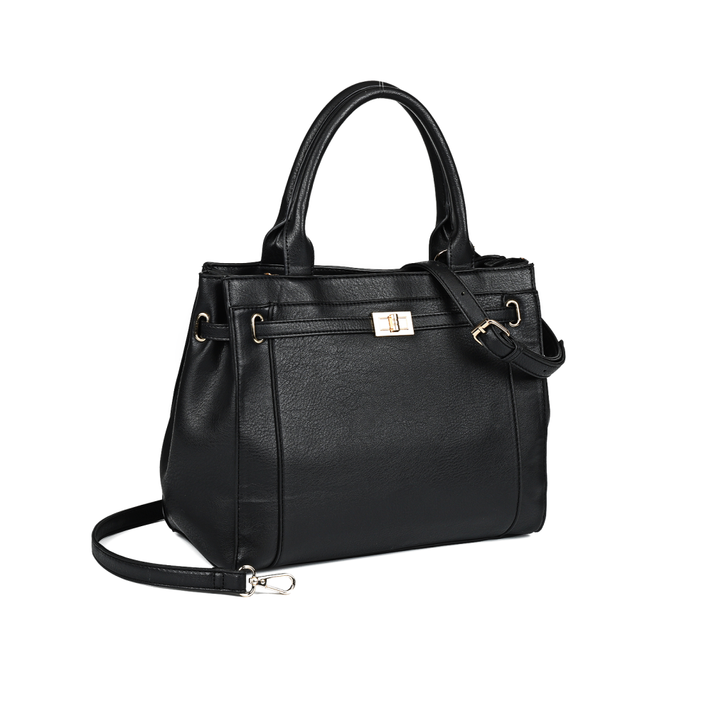 3-Piece Black PU Leather Bag Set – Handbag, Crossbody & Purse