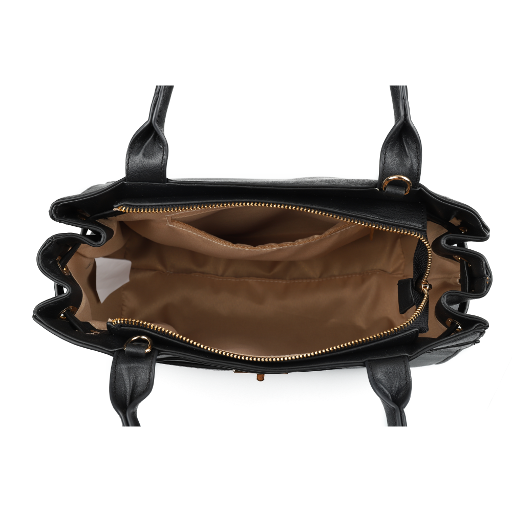 3-Piece Black PU Leather Bag Set – Handbag, Crossbody & Purse