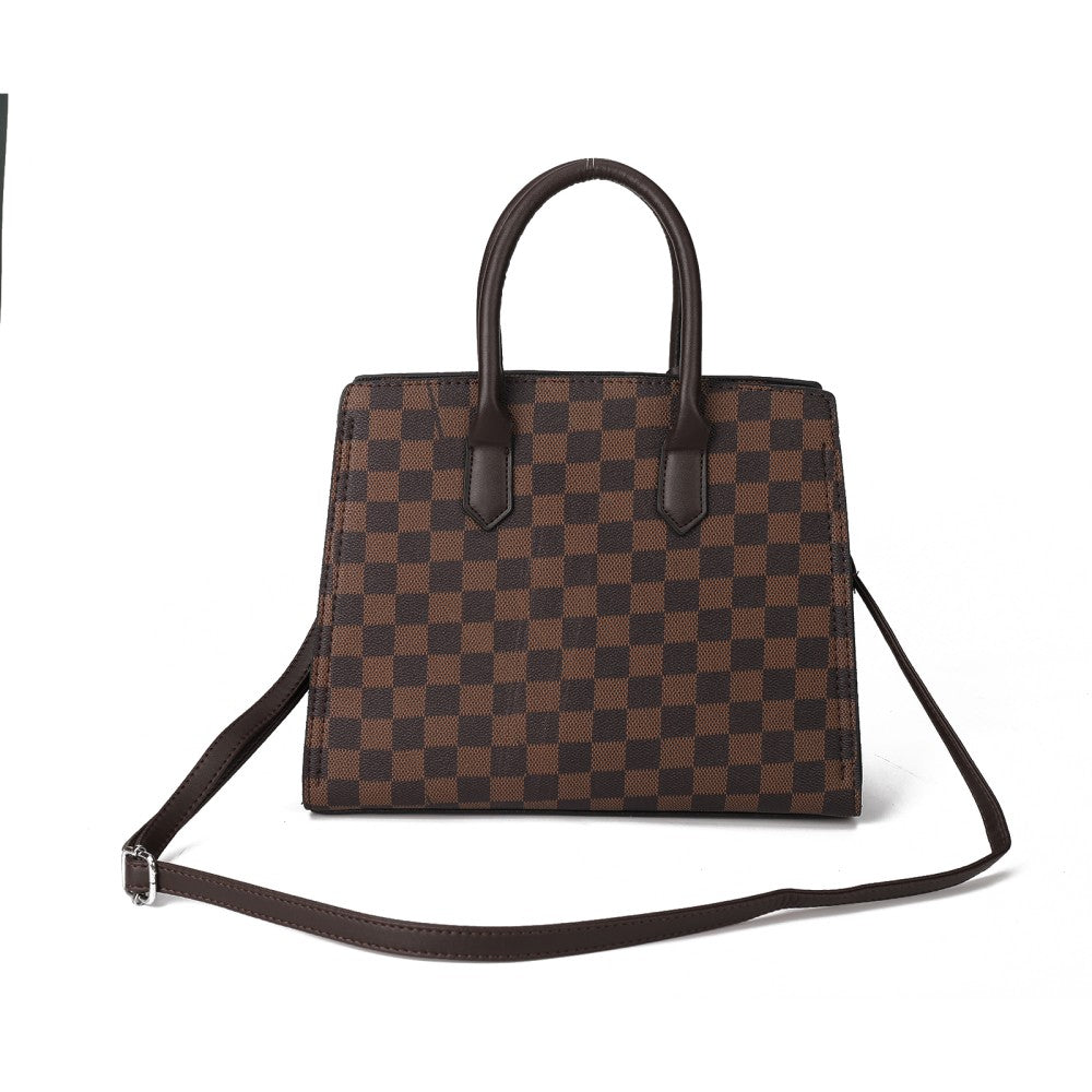PU Leather Tote Handbag – Large Capacity Shoulder Bag with Classic Checkered Design
