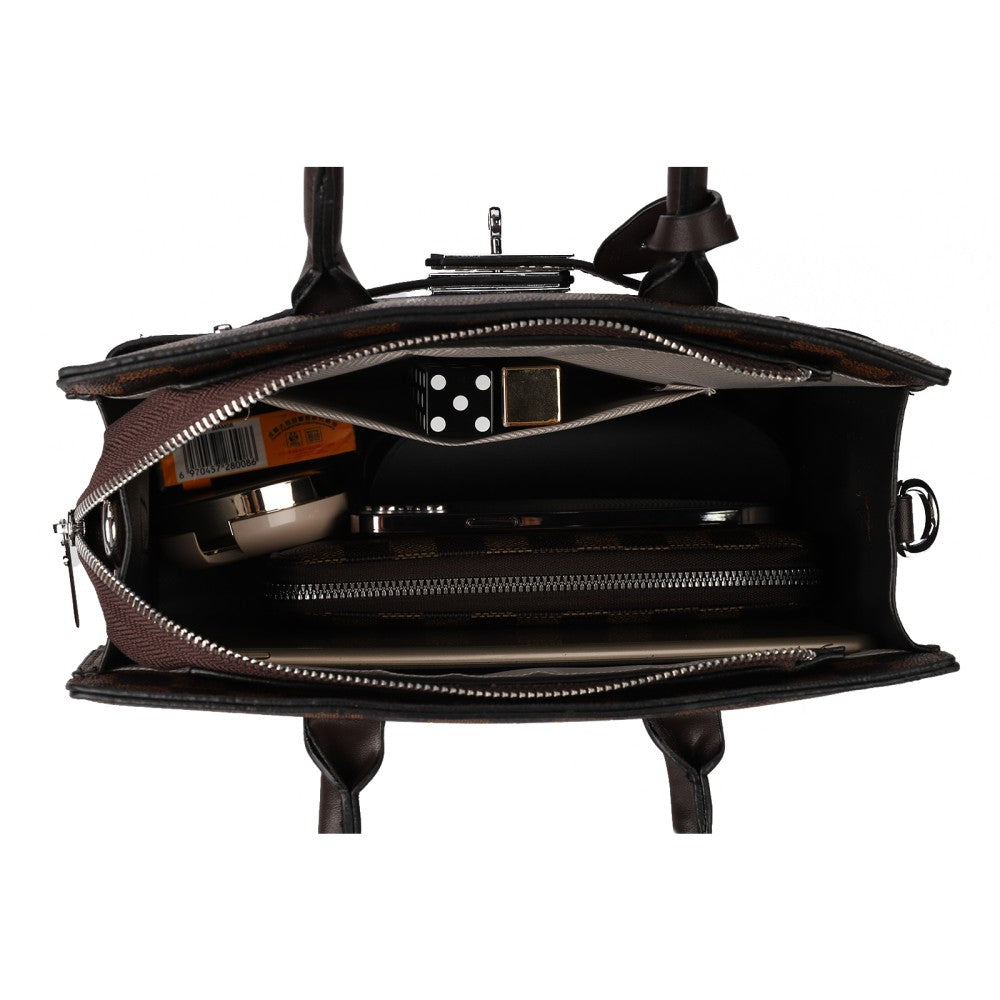 PU Leather Tote Handbag – Large Capacity Shoulder Bag with Classic Checkered Design