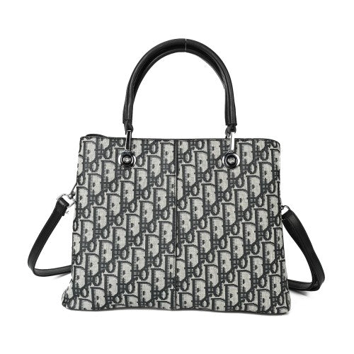 PU Leather Tote Handbag with Matching Purse – Monogram Pattern Shoulder Bag Set