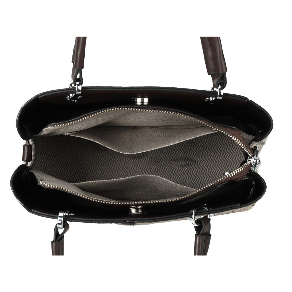 PU Leather Tote Handbag with Matching Purse – Monogram Print Shoulder Bag Set