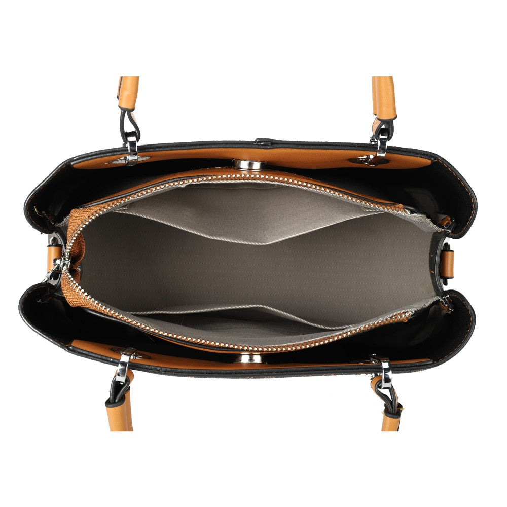 GUTOUZ PU Leather Handbag with Matching Purse – Elegant Monogram Tote Shoulder Bag for Women