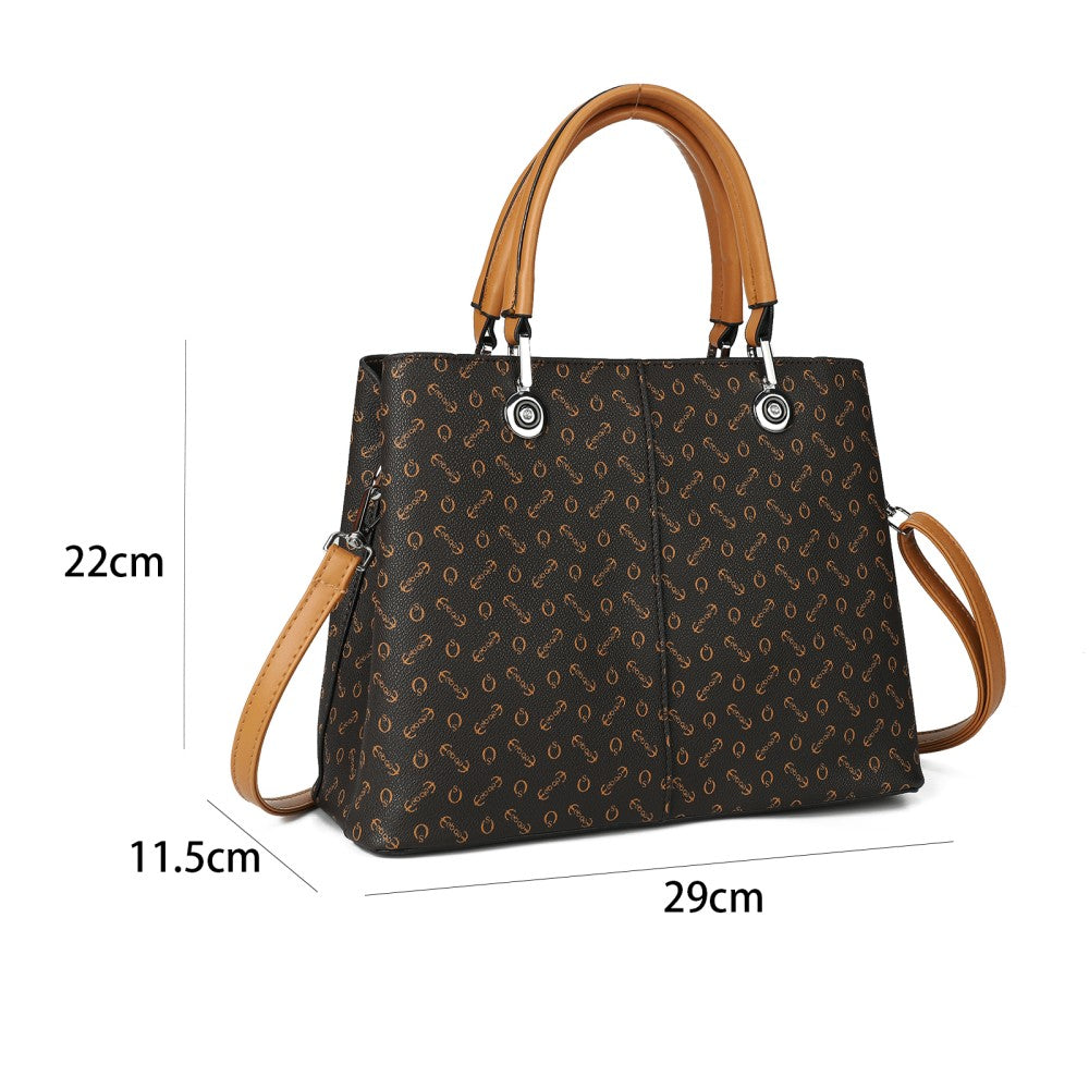 GUTOUZ PU Leather Handbag with Matching Purse – Elegant Monogram Tote Shoulder Bag for Women
