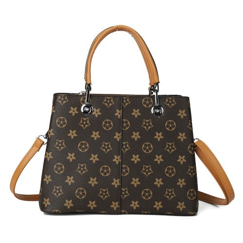 GUTOUZ PU Leather Handbag with Matching Purse – Elegant Monogram Tote Shoulder Bag for Women