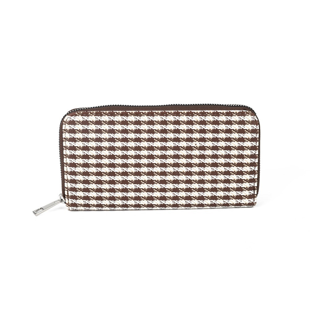 QIANNIAO PU Leather Houndstooth Handbag with Matching Purse – Stylish Tote Shoulder Bag for Women