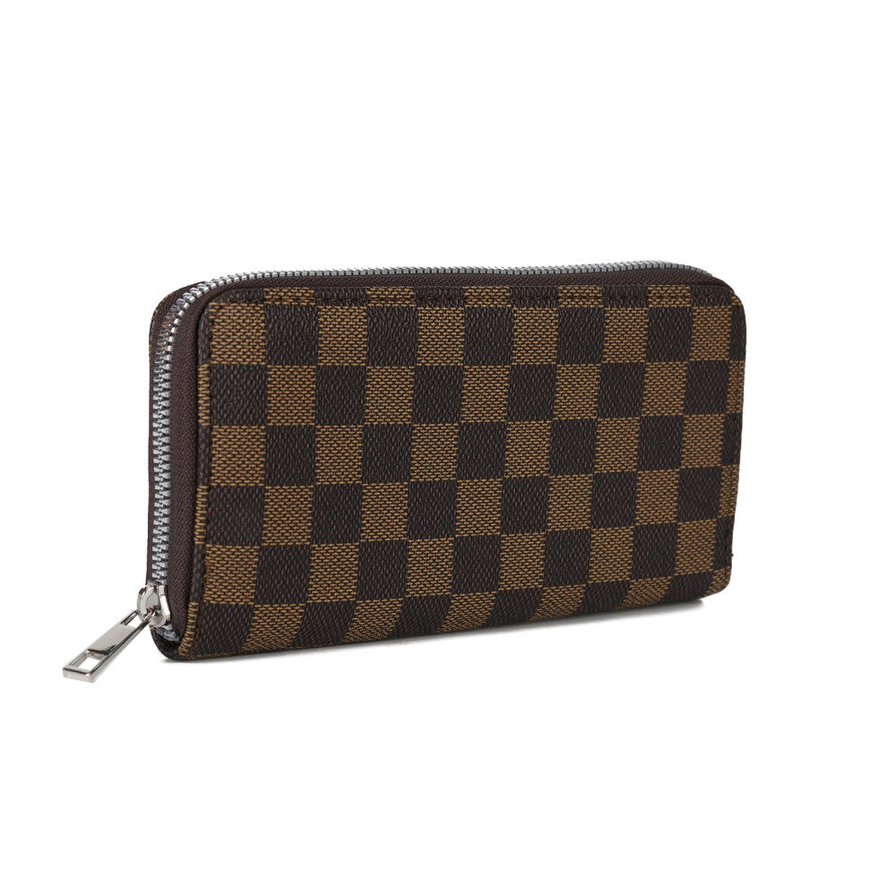 QIPANGE PU Leather Tote Handbag with Matching Purse – Classic Checkered Shoulder Bag for Women