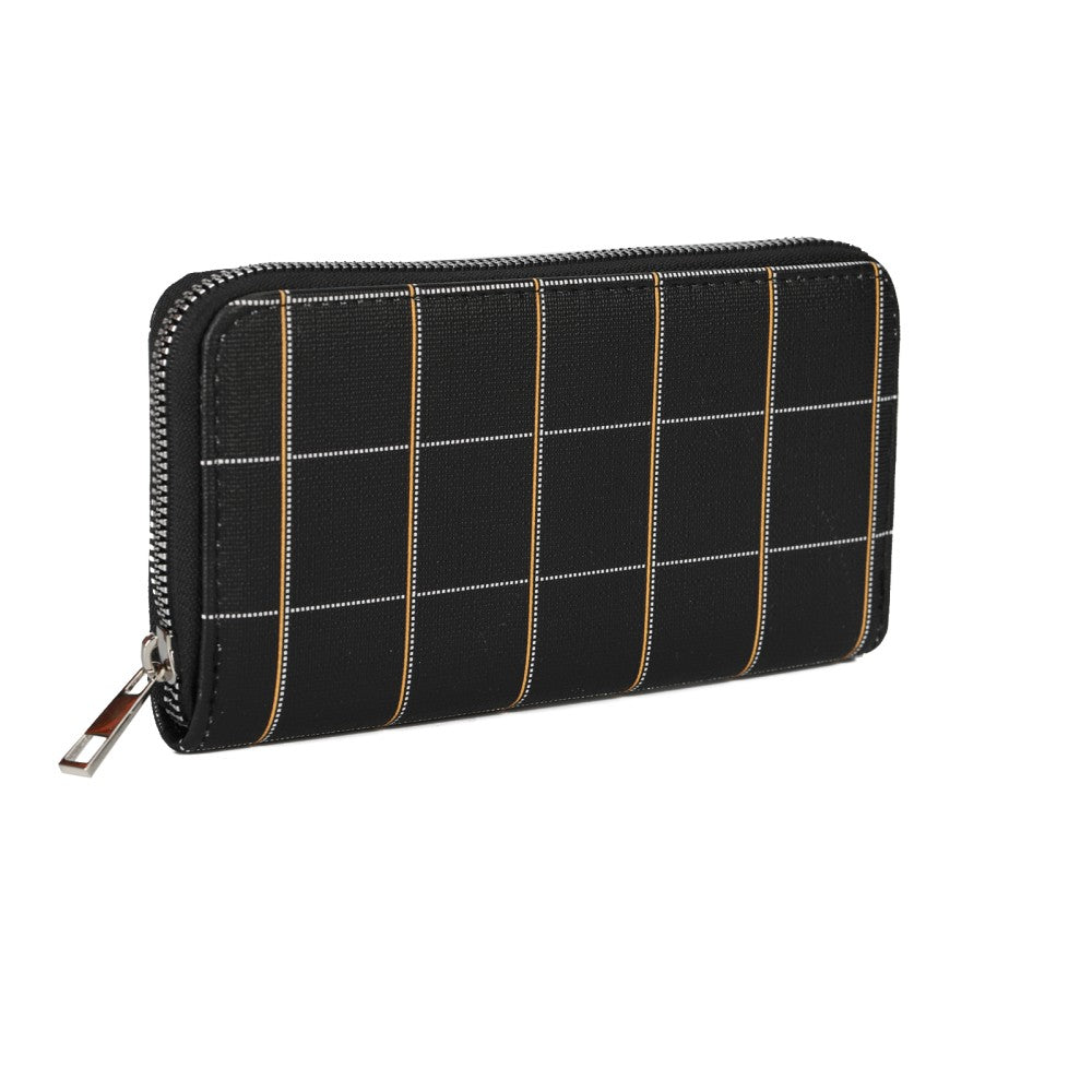 BLACKGE Dacron Handbag with Matching Purse – Grid Pattern Chain Shoulder Bag for